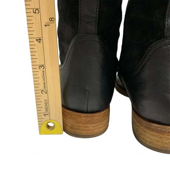 Kork Ease Black Suede Leather Knee High Riding Boots Buckle Zip Women's Sz 6.5M - Picture 12 of 16